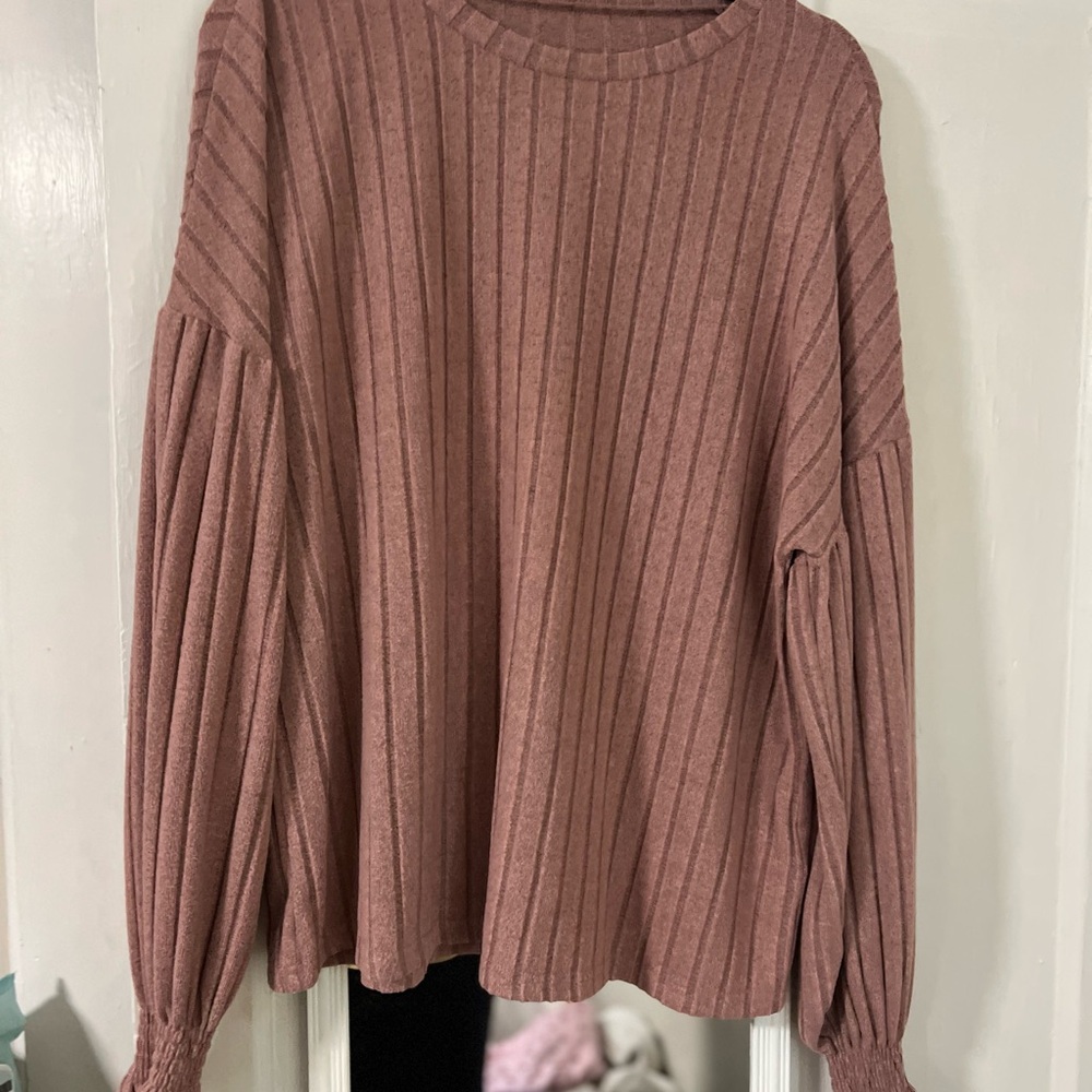 Women's Ribbed Knit Long Sleeve Shirt - Dusty Pink/ Emery Rose brand